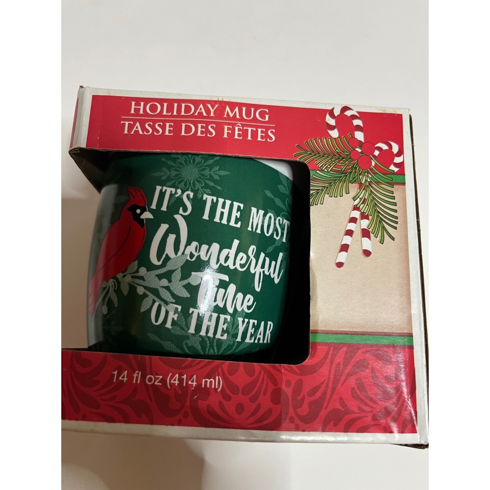 Vtg 2000s Holiday Mug It's The Most Wonderful Time Of The Year Cardinal 14oz New
